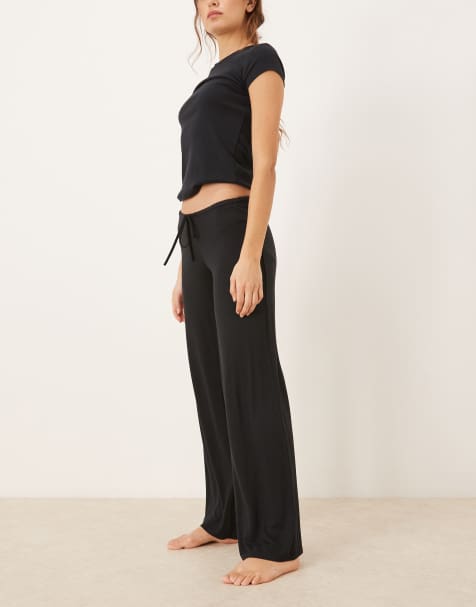 Gina Tricot – Weiche Loungewear-Hose in Schwarz mit niedrigem Bund - view 1