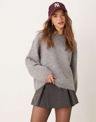 Gina Tricot - Weicher Strickpullover in Grau meliert