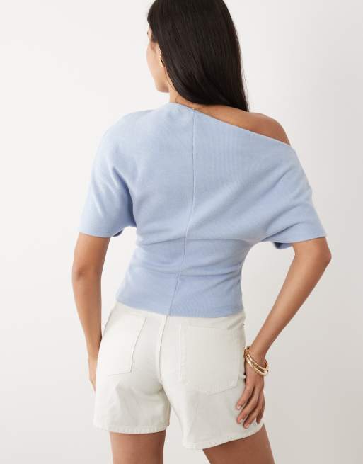 Gina Tricot – Weiches, asymmetrisches Oberteil in Hellblau, 4 von 4