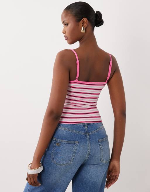Gina Tricot – Weiches Trägerhemd in gestreiftem Rosa, 4 von 4