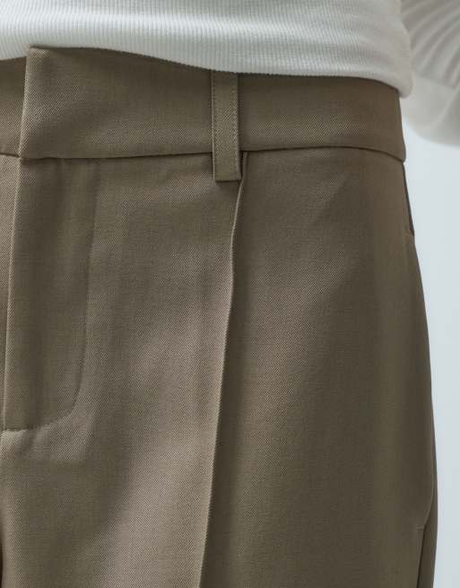 Gina Tricot weite Hose mit Bügelfalten in Beige, 5 von 5