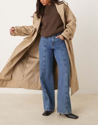 Gina Tricot Wide Leg Front Seam Detail Jeans In Blue