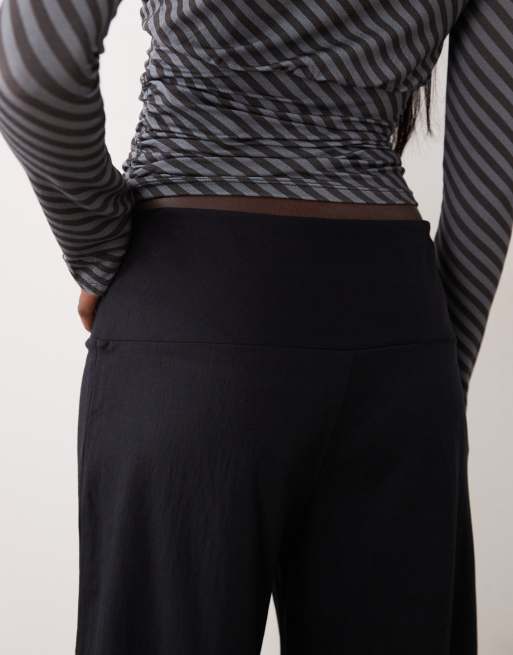 Gina Tricot wide leg jersey pants in black, 5 of 5