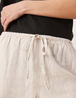 GINA TRICOT WIDE LEG LINEN BLEND PANTS WITH DRAWSTRING WAIST 