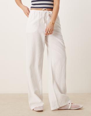 GINA TRICOT WIDE LEG LINEN BLEND PANTS WITH DRAWSTRING WAIST 