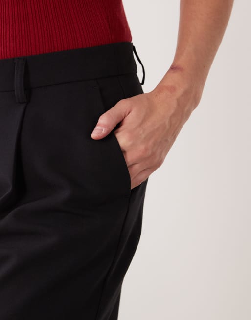 Gina Tricot wide leg pleated trouser in black, 5 of 5