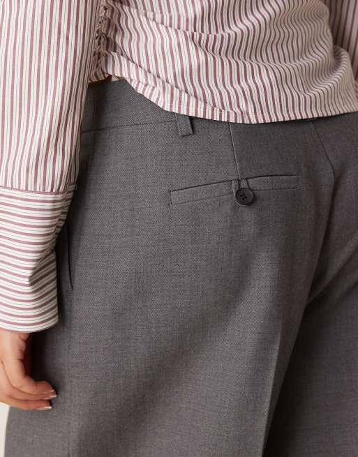 Gina Tricot wide pleated trousers in grey, 5 of 5