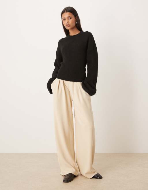 Gina Tricot wide sleeve knitted sweater in black, 2 of 4