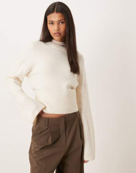 Gina Tricot wide sleeves knit sweater in off white - view 1