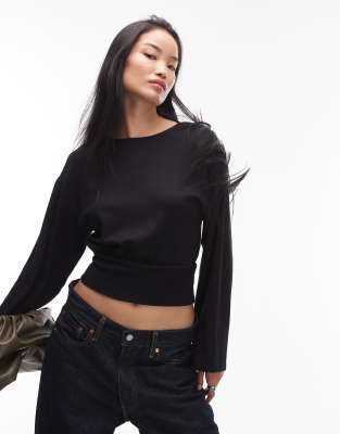 Gina Tricot Wide Sleeves Top In Black