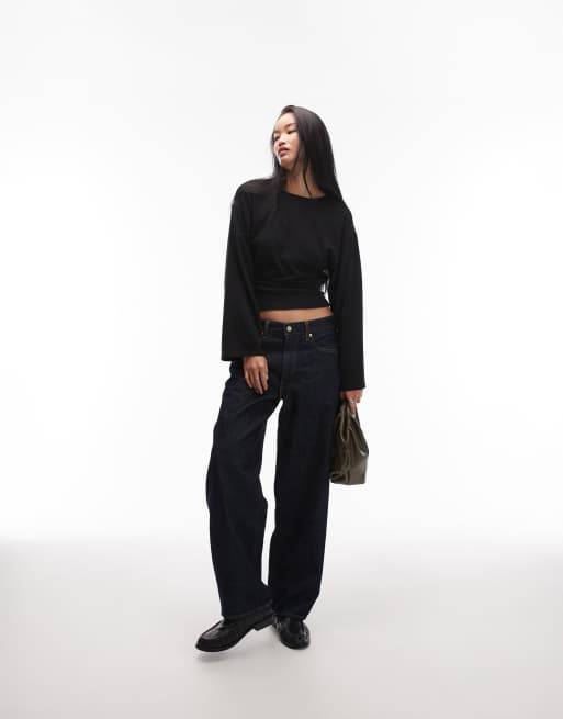 Gina Tricot wide sleeves top in black, 3 of 4