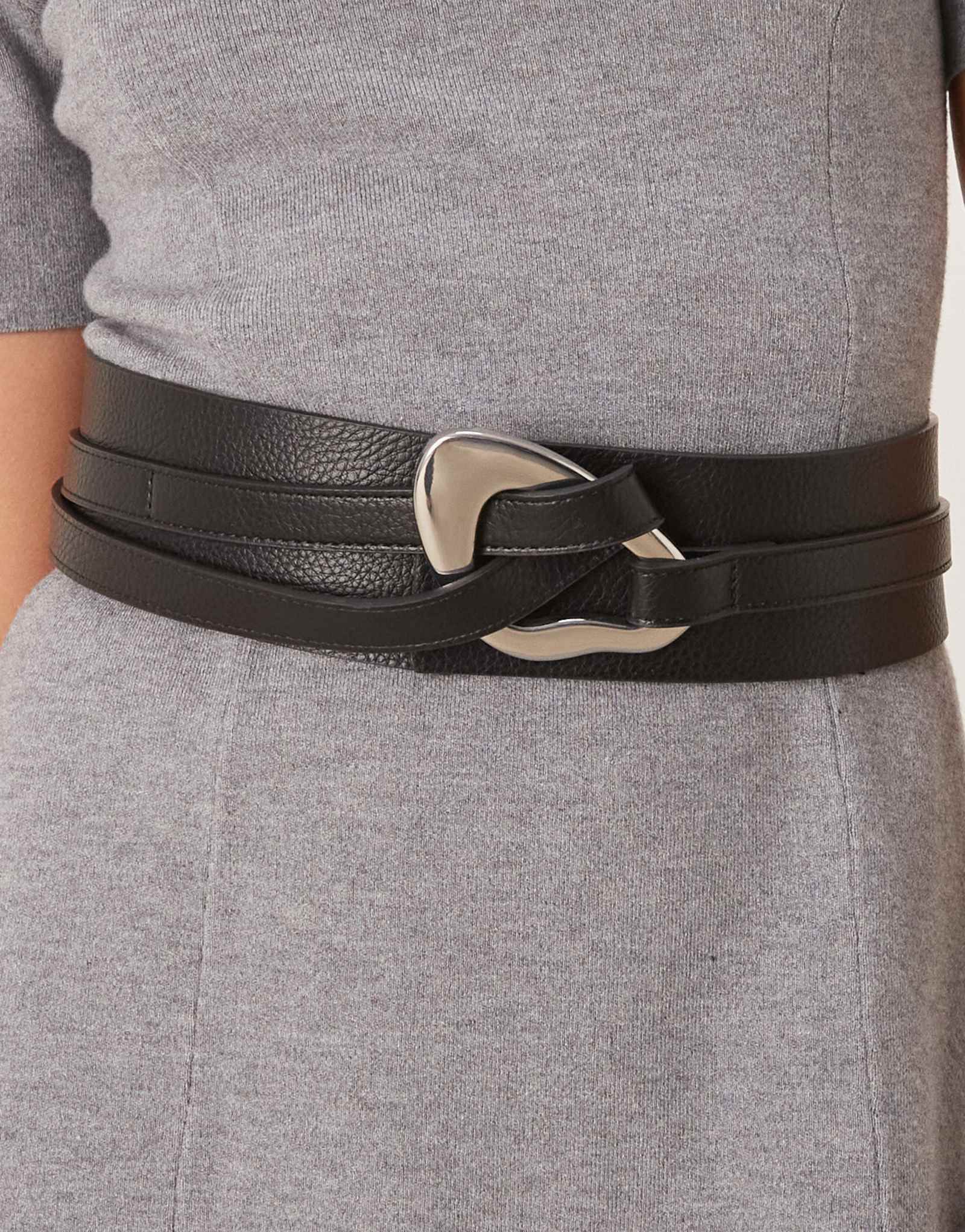 Широкий эффектный пояс из трикотажа Gina черного цвета