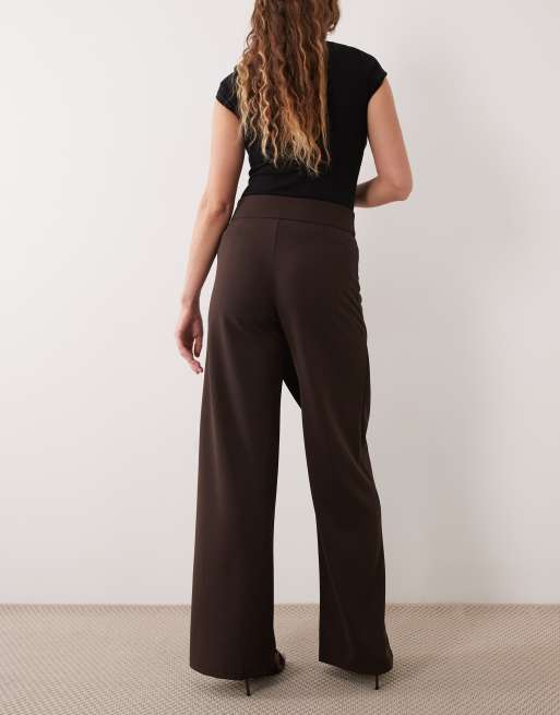 Gina Tricot wrap-draperede bukser i mørk chokoladebrun, 5 af 5