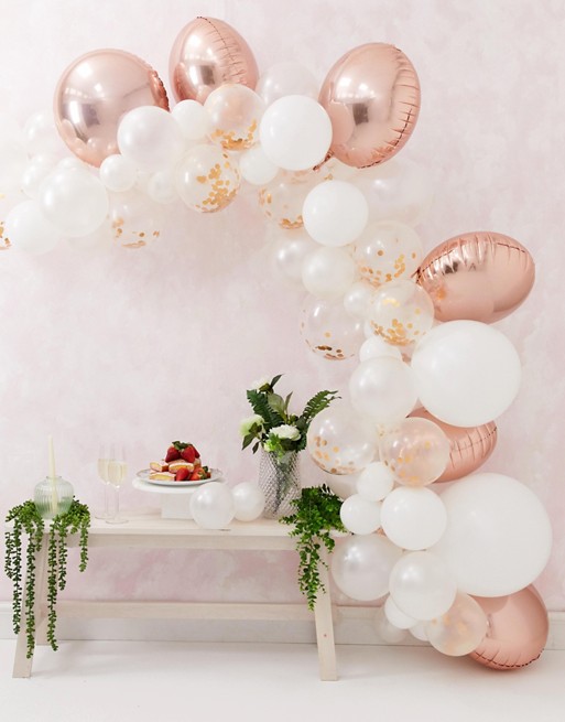 Ginger Ray 70pk multi sized balloons in rose gold arch