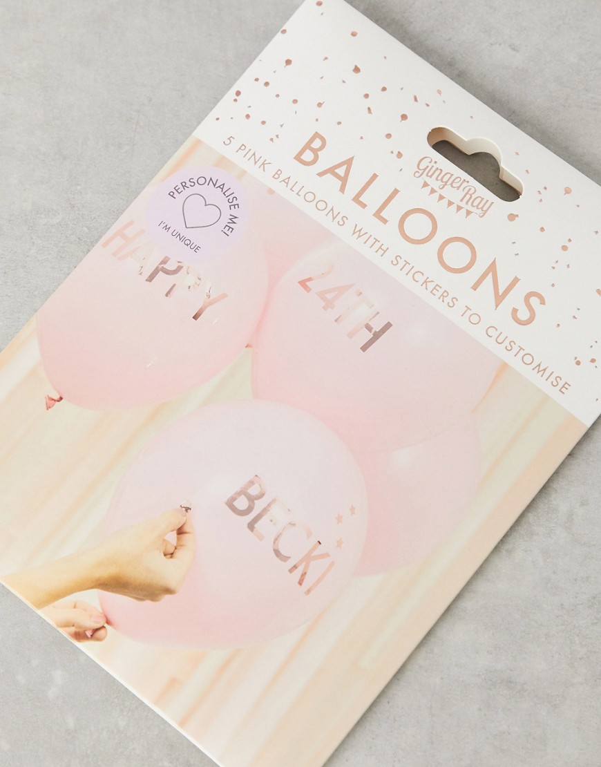 Ginger Ray - Aanpasbare ballonnen met roségouden stickers-Roze
