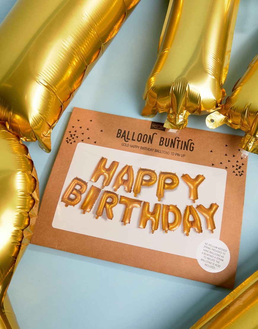 Ginger Ray - Ballon in feestelijke folie met Happy Birthday-woorden-Multi