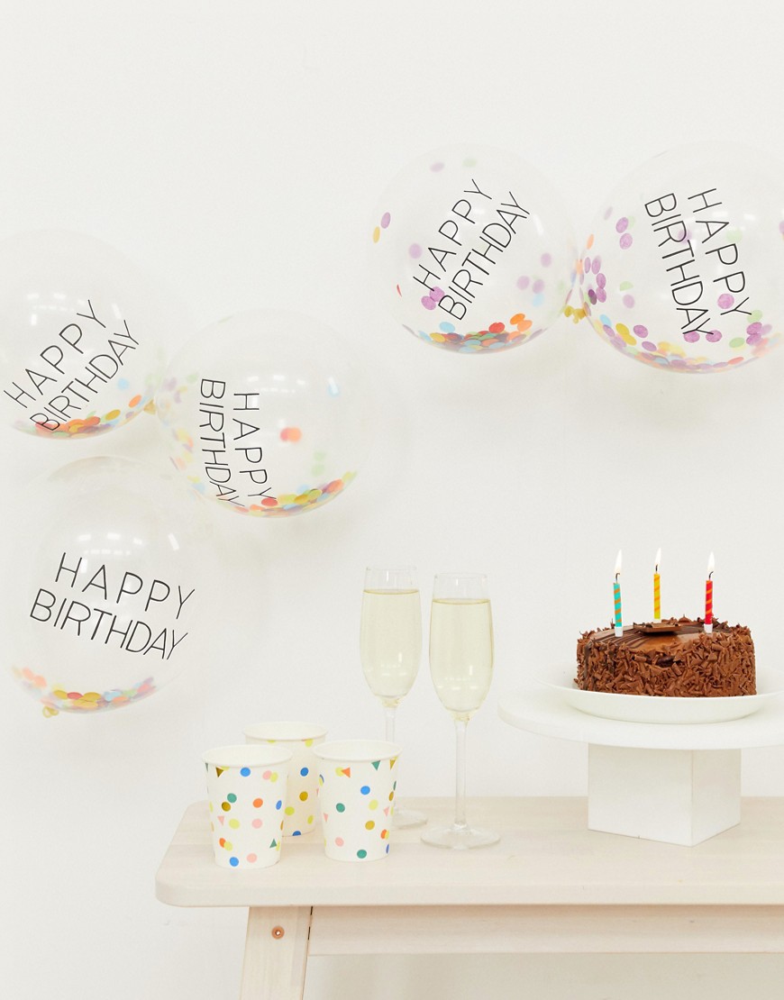 Ginger Ray - Ballonger i regnbåge Happy birthday-Flerfärgad