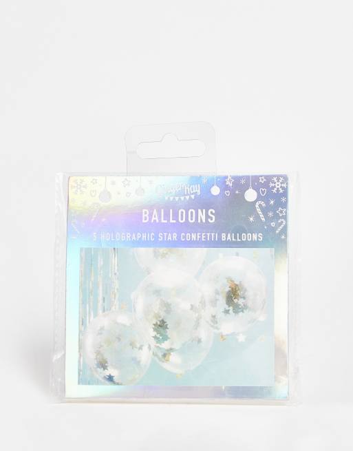 Ginger Ray – Balony z holograficznym confetti w kolorze srebrnym
