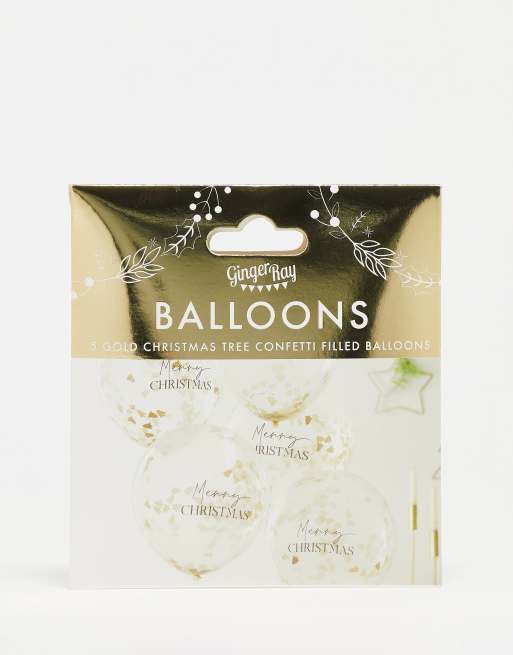 Ginger Ray – Balony z napisem „Merry Christmas” i konfetti w kolorze złotym