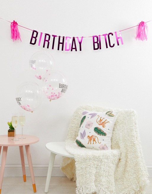 Ginger Ray birthday b confetti balloons and banner