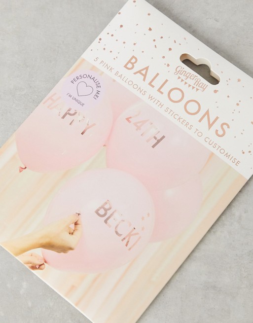Ginger Ray customisable balloons with rose gold stickers