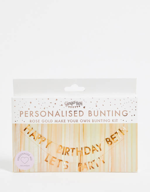 Ginger Ray customisable happy birthday bunting in rose gold