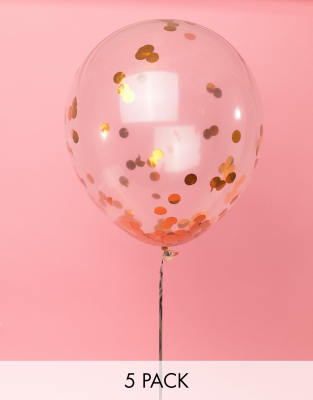 Ginger Ray Ginger Ray gold confetti balloon 5pk-Multi