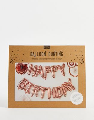 Ginger Ray happy birthday balloon bunting in rose gold
