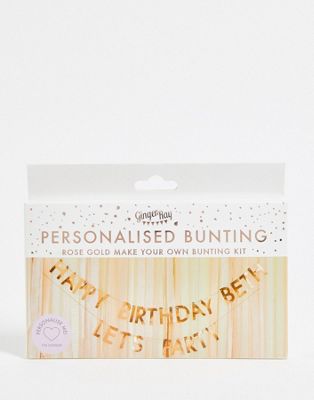 Ginger Ray customisable happy birthday bunting in rose gold