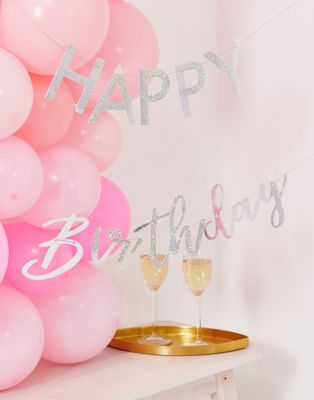 Ginger Ray - Happy Birthday - Gepersonaliseerde slingers van roze folie-Multi