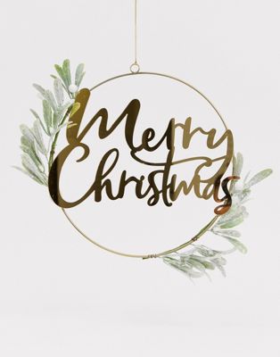 Ginger Ray – Krans med blad och Merry Christmas-text-Flerfärgad