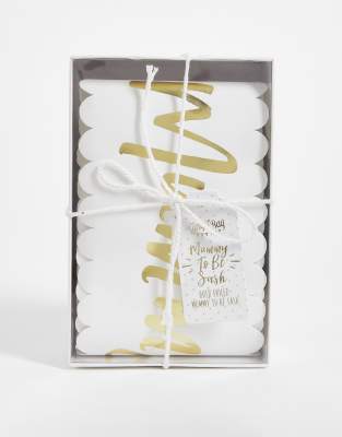 Écharpe Et Serre-tête 'Mummy To Be' Pour Baby Shower - Accessoires Grossesse - Pudding Coloré - Cadeau Future Maman - Blanc Et Rose - Kit 2 Pièces