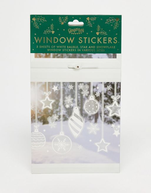 Ginger Ray – Naklejki w kształcie płatków śniegu i bombek na okno