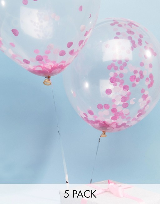 Ginger Ray pink confetti balloons 5pk