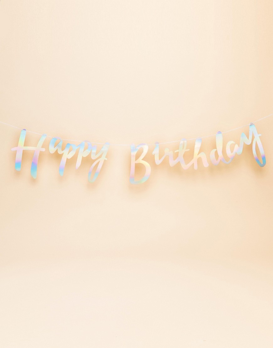 Ginger Ray - Reflecterende 'Happy Birthday' feestslingers-Multi