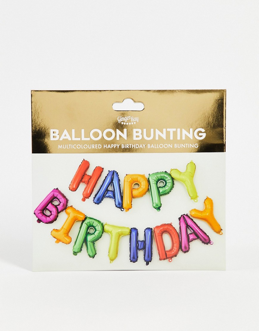 Ginger Ray - Regenboogkleurige 'Happy Birthday' ballonnen-Veelkleurig