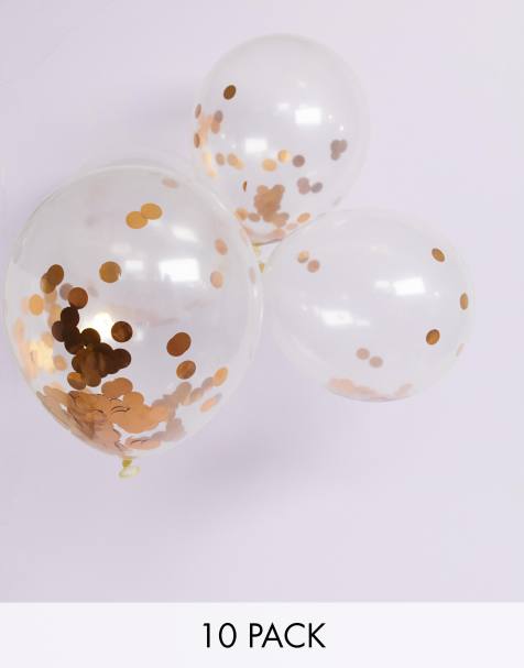 Ginger Ray rose gold confetti balloons 10pk