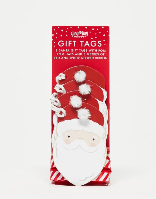 Ginger Ray santa gift tags and ribbons in red and white