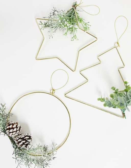 Ginger Ray set of 3 tree, circle and star christmas wreaths
