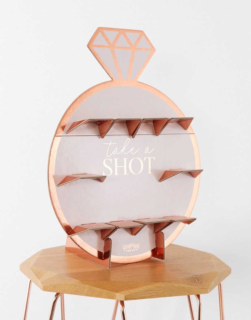 Ginger Ray – Shotglas på ring i roséguld för möhippan-Flerfärgad