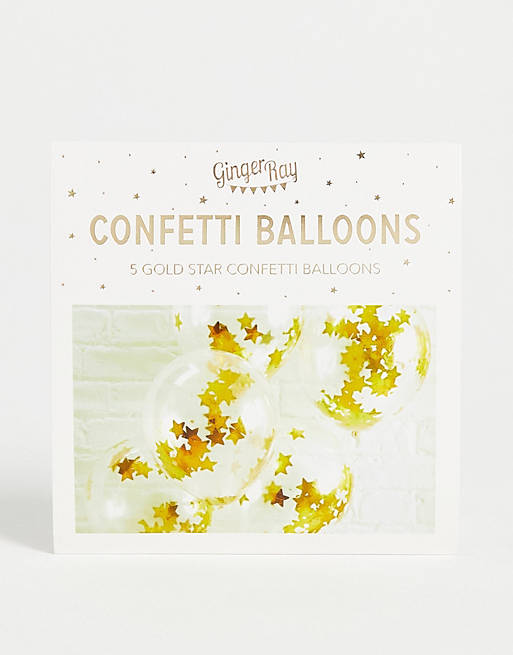 Ginger Ray star confetti balloons in gold