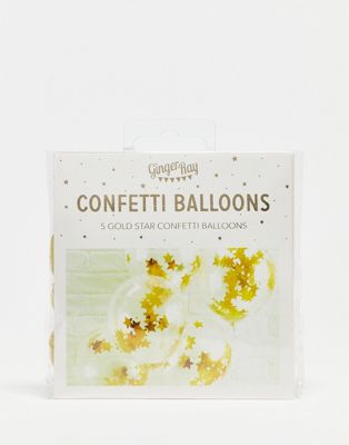Ginger Ray star confetti balloons in gold
