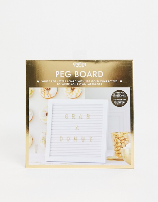 Ginger Ray white peg board with gold letters