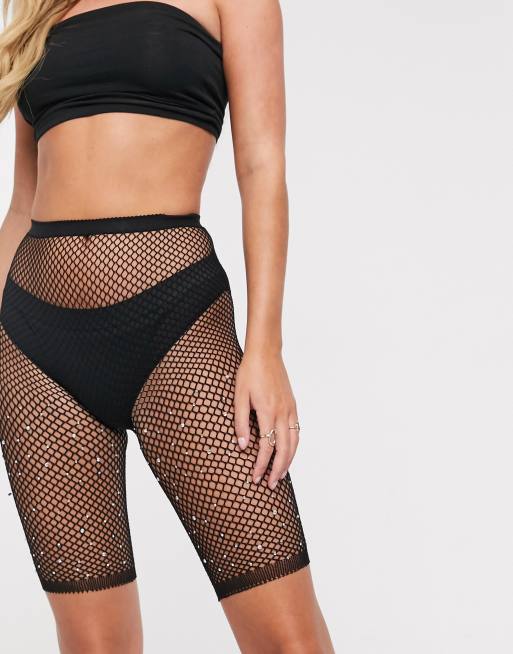 White fishnet outlet shorts