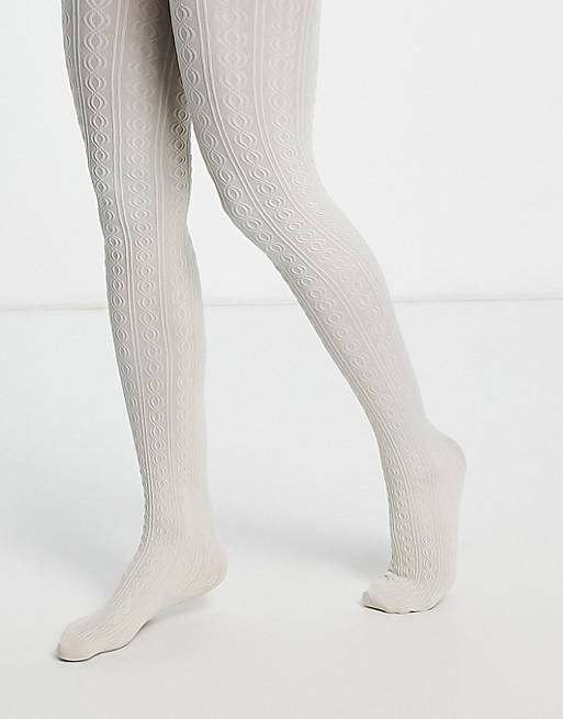Gipsy cable twist tights in cream