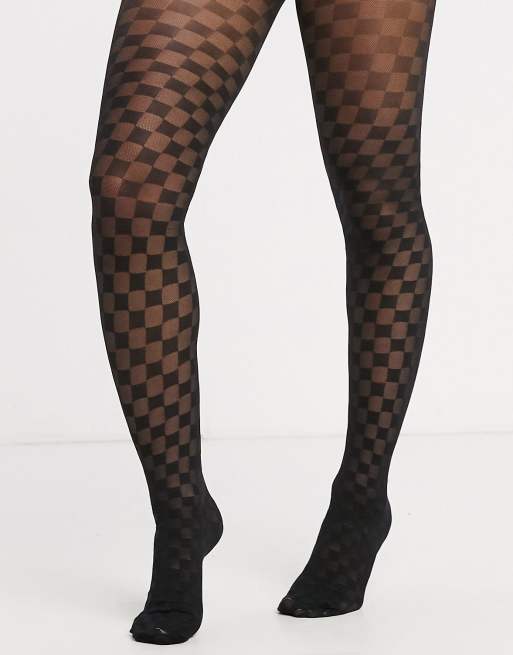 Gipsy checkerboard tights in black | ASOS