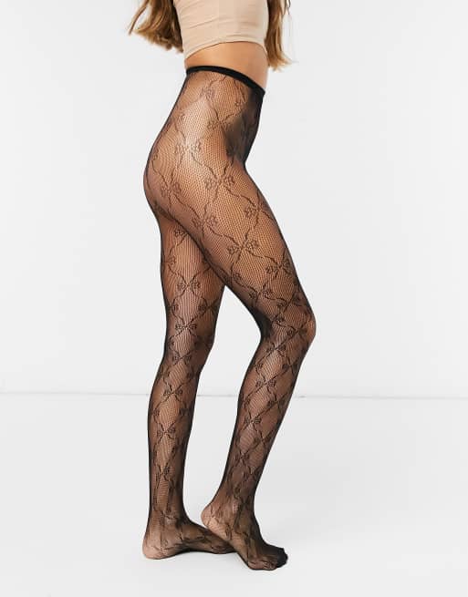 Floral Lace Diamante Tights