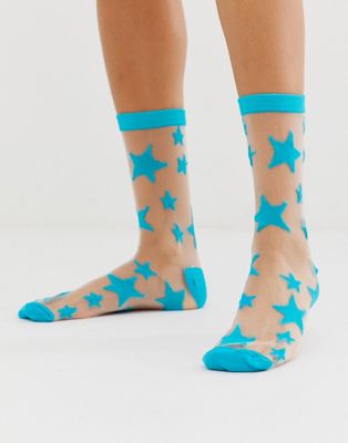 Gipsy - Doorschijnende sokken met sterren-Blauw