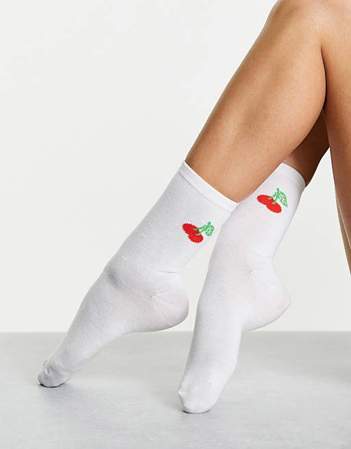 Gipsy cherry ankle sock in white