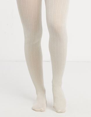 Gipsy fine cable knit tights in cream